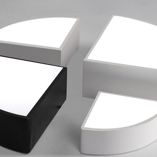 Modern White/Black Sector Flush Led Ceiling Light - Metal Mount 10’/12’/14’ Wide