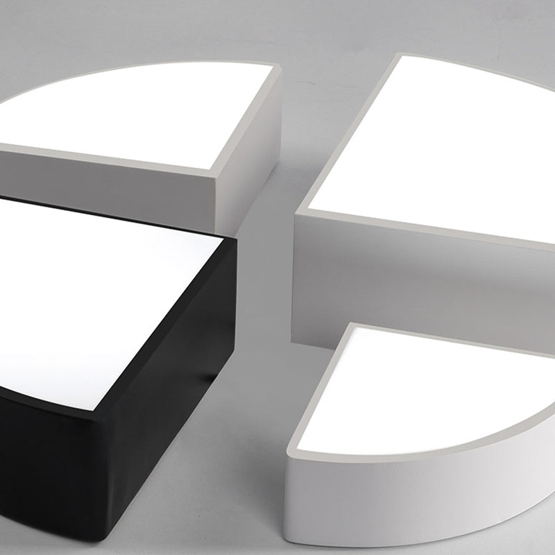 Modern White/Black Sector Flush Led Ceiling Light - Metal Mount 10/12/14 Wide