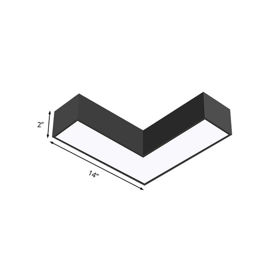 Modern Arrow Metal Flush Mount Led Ceiling Light - 10’/14’ Wide (White/Black) For Office With