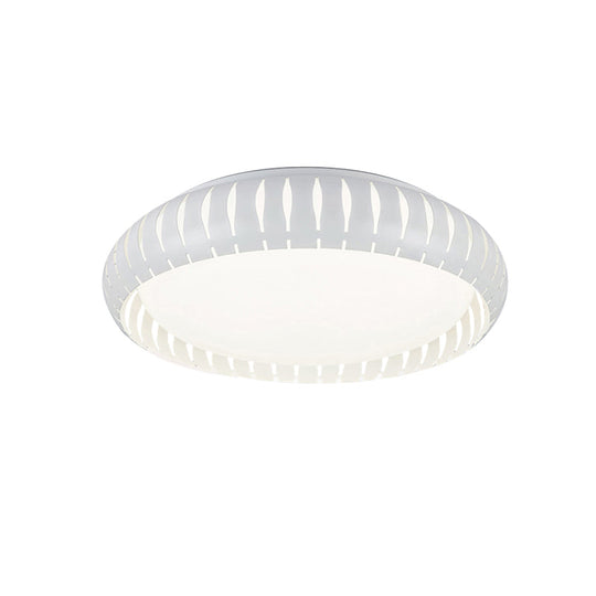 Simple Metal Led Ceiling Flush Mount Light White/Black With Hollow Shade For Living Room 18.5/22.5