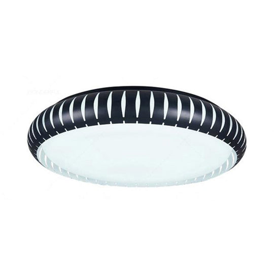Simple Metal Led Ceiling Flush Mount Light White/Black With Hollow Shade For Living Room 18.5/22.5