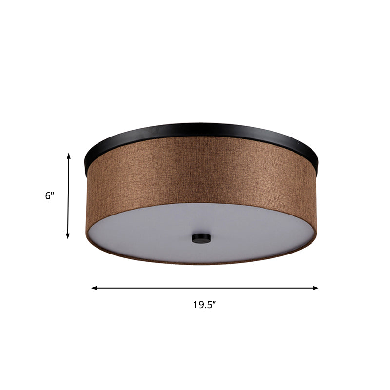 Fabric Brown Modern Led Flush Mount Ceiling Fixture 16/19.5 Diameter