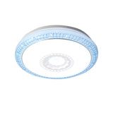 Contemporary Led Drum Flush Mount Lamp - Acrylic Diffuser In White/Pink/Blue Ideal For Bedroom