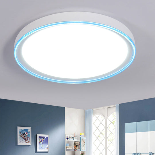16’/19.5’ Nordic Metal Round Flush Light With Acrylic Shade - White/Pink/Yellow Led Ceiling