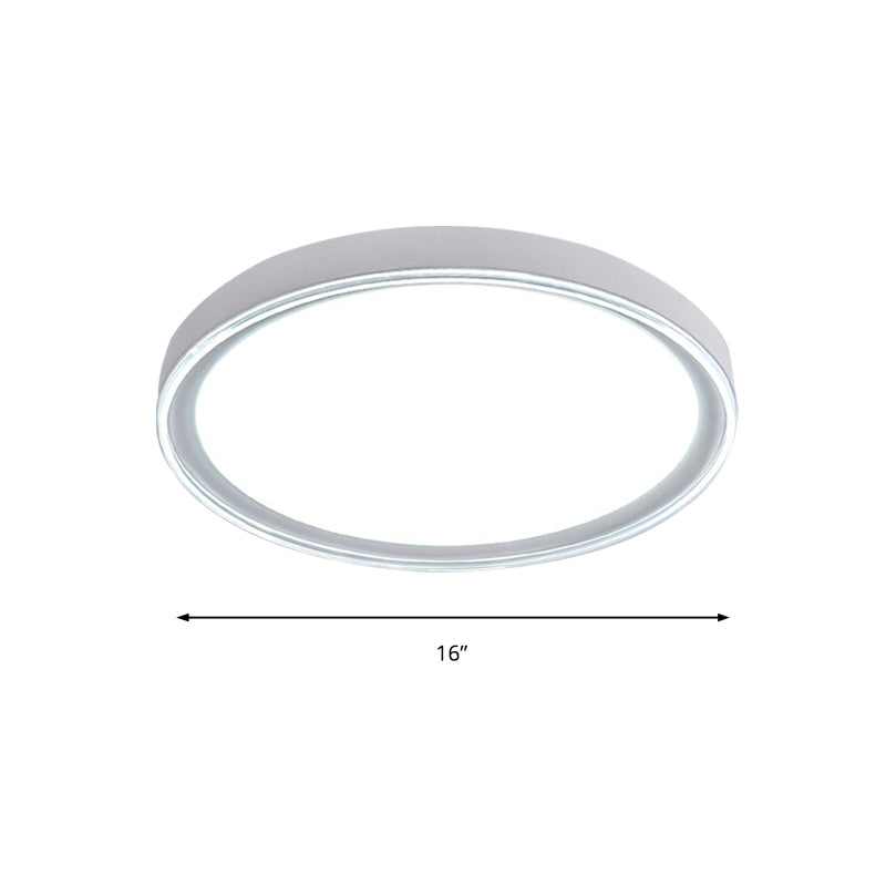 16/19.5 Nordic Metal Round Flush Light With Acrylic Shade - White/Pink/Yellow Led Ceiling Fixture