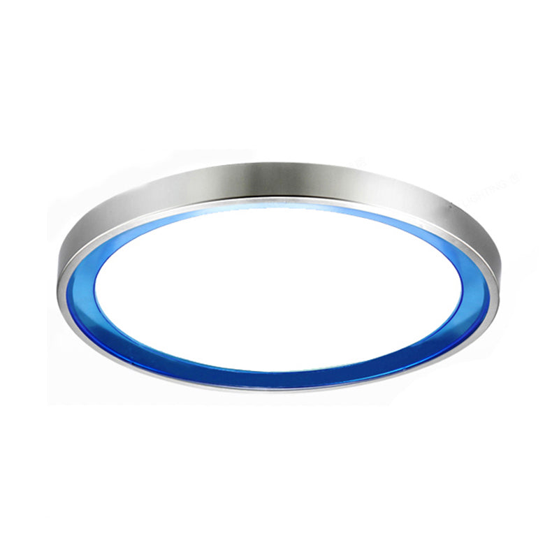 Contemporary Led Flush Light In Orange/Blue/Purple With Warm/White Glow - 14’/16’/20’ Metal