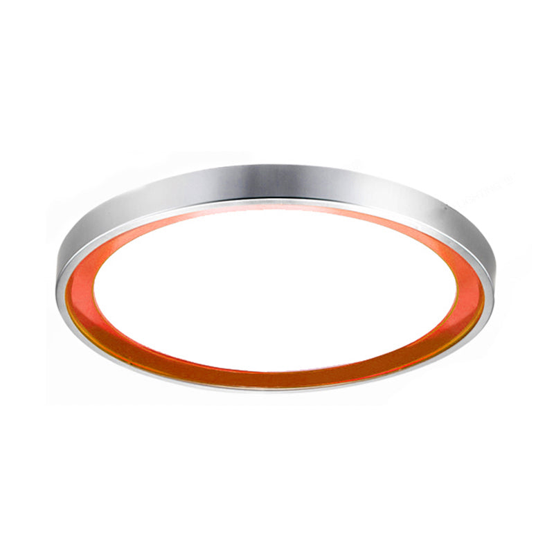 Contemporary Led Flush Light In Orange/Blue/Purple With Warm/White Glow - 14’/16’/20’ Metal