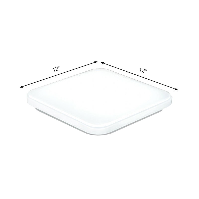 Nordic Led Ceiling Flush Mount Light - White Square Lamp With Acrylic Shade (12’/15’/18’) For
