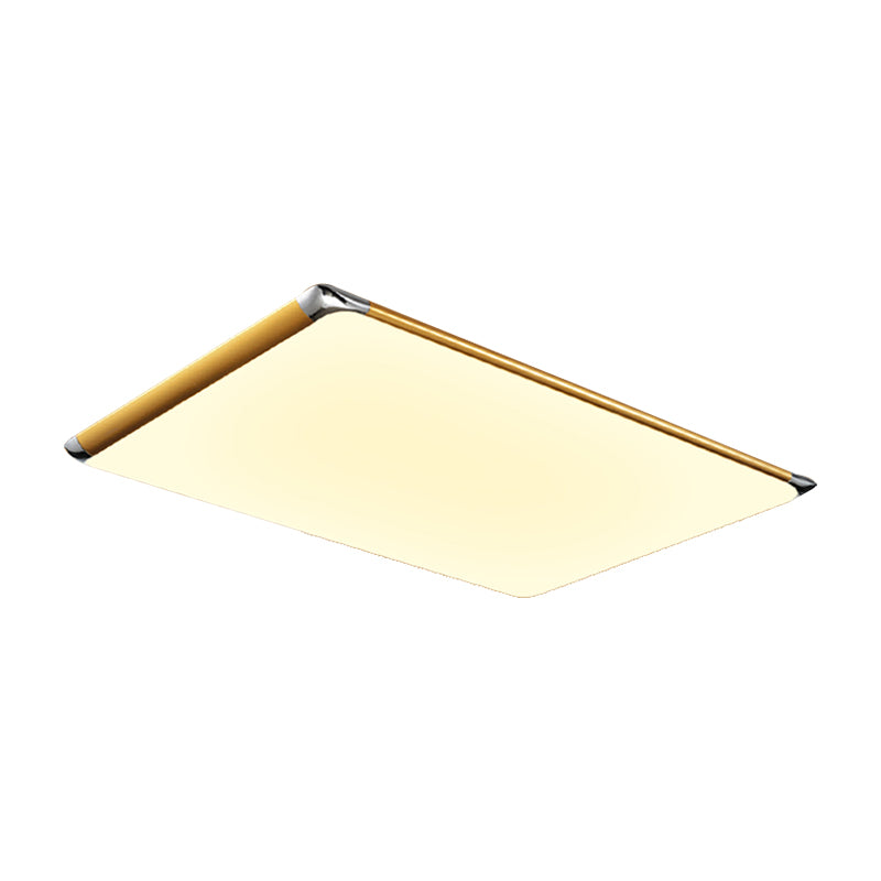 25.5’/36’ Rectangular Gold Led Metal Flush Ceiling Light For Living Room With Acrylic Shade -