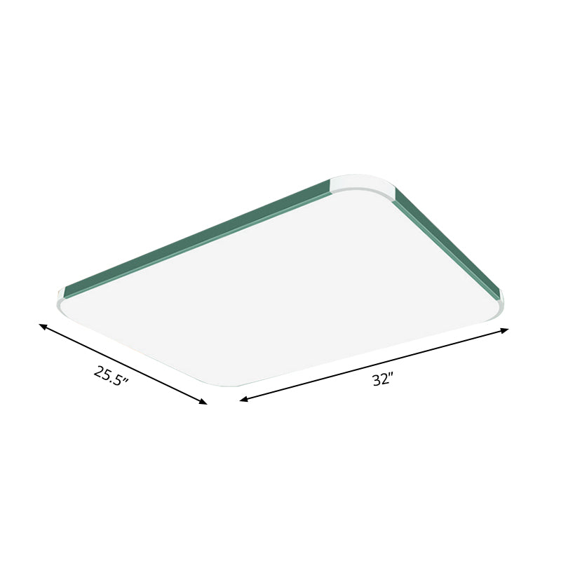 Geometric Led Flush Mount Lamp In Macaron Colors - 12’/15’/17’ Wide