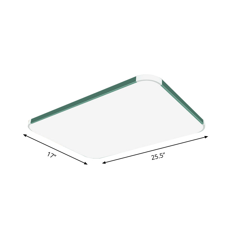 Geometric Led Flush Mount Lamp In Macaron Colors - 12’/15’/17’ Wide