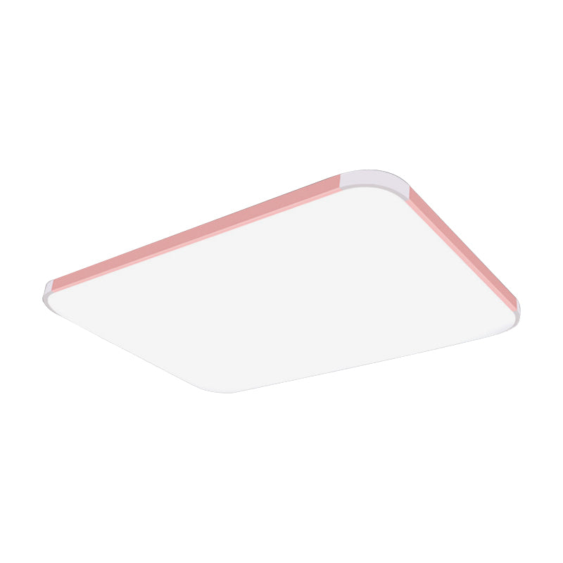 Geometric Led Flush Mount Lamp In Macaron Colors - 12/15/17 Wide