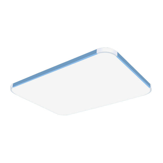 Geometric Led Flush Mount Lamp In Macaron Colors - 12’/15’/17’ Wide