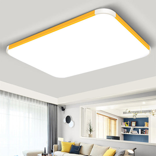 Geometric Led Flush Mount Lamp In Macaron Colors - 12/15/17 Wide Yellow / 17 White