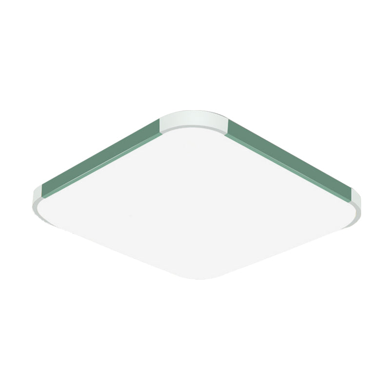 Geometric Led Flush Mount Lamp In Macaron Colors - 12’/15’/17’ Wide