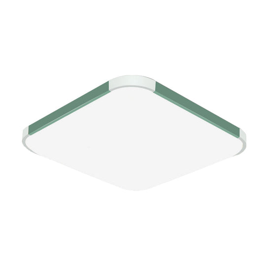 Geometric Led Flush Mount Lamp In Macaron Colors - 12’/15’/17’ Wide