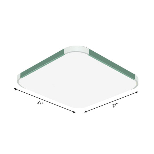 Geometric Led Flush Mount Lamp In Macaron Colors - 12’/15’/17’ Wide