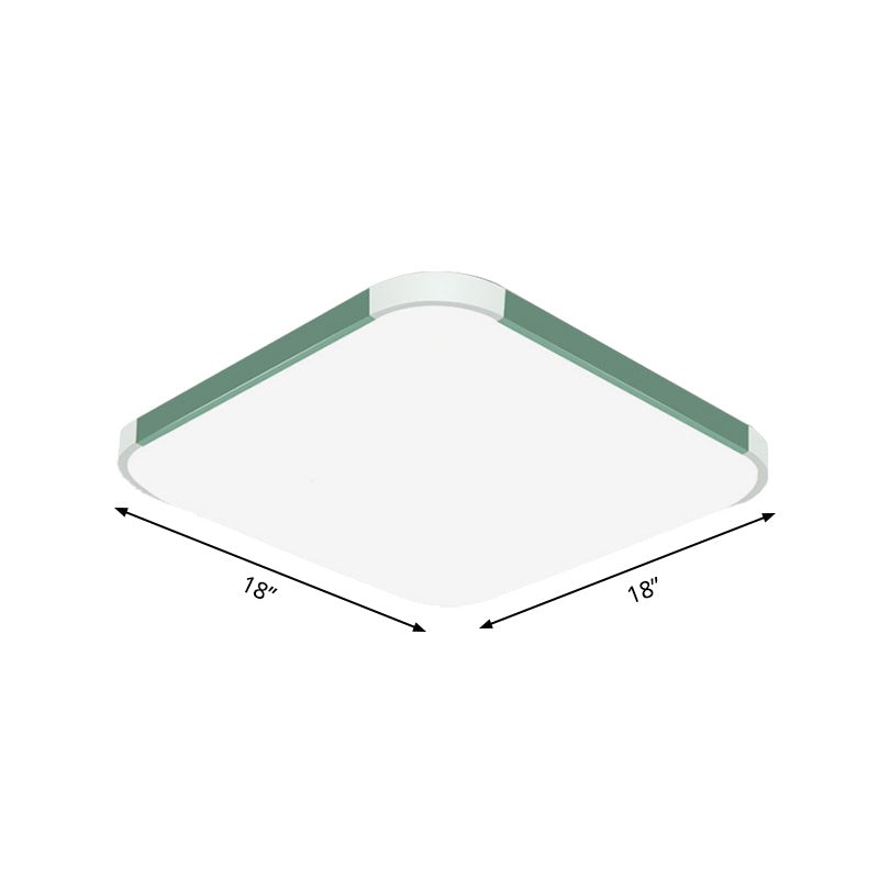 Geometric Led Flush Mount Lamp In Macaron Colors - 12’/15’/17’ Wide