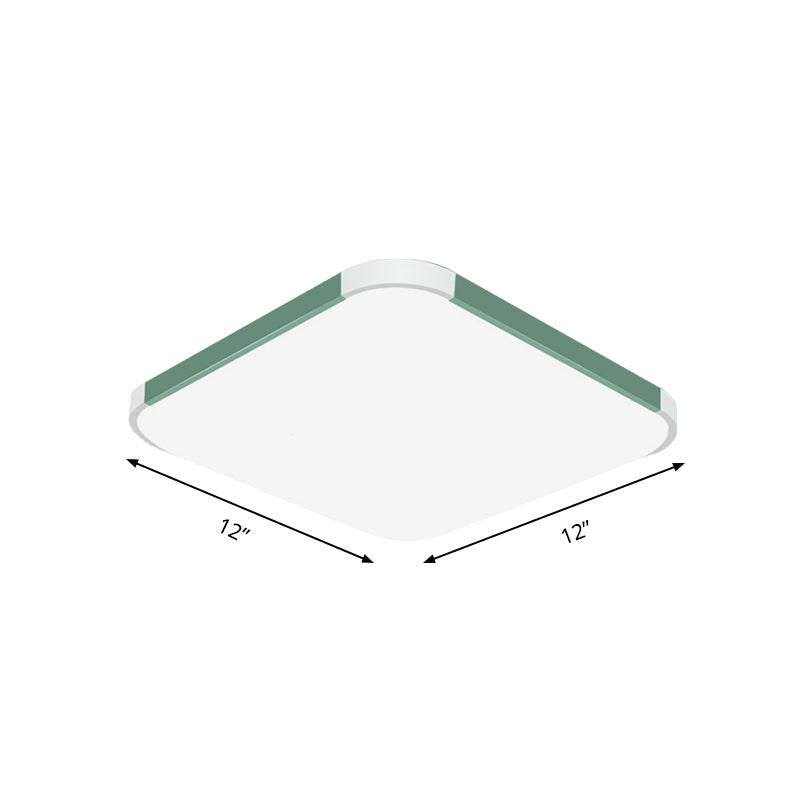 Geometric Led Flush Mount Lamp In Macaron Colors - 12’/15’/17’ Wide