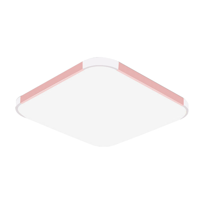Geometric Led Flush Mount Lamp In Macaron Colors - 12/15/17 Wide