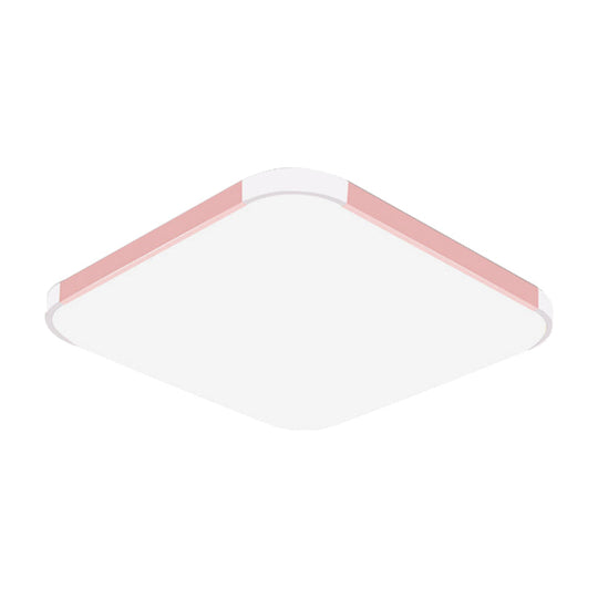 Geometric Led Flush Mount Lamp In Macaron Colors - 12/15/17 Wide