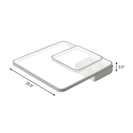 Modern 2 - Tier White Semi Flush Led Ceiling Light - Warm/White Acrylic Fixture 16.5’/20.5’ Wide