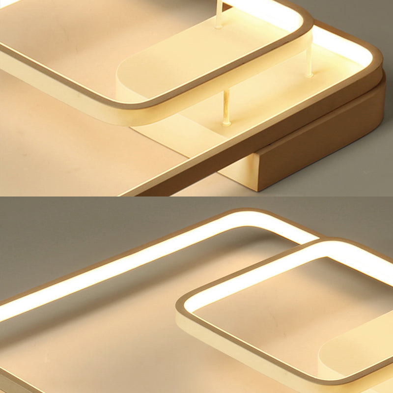 Modern 2 - Tier White Semi Flush Led Ceiling Light - Warm/White Acrylic Fixture 16.5’/20.5’ Wide