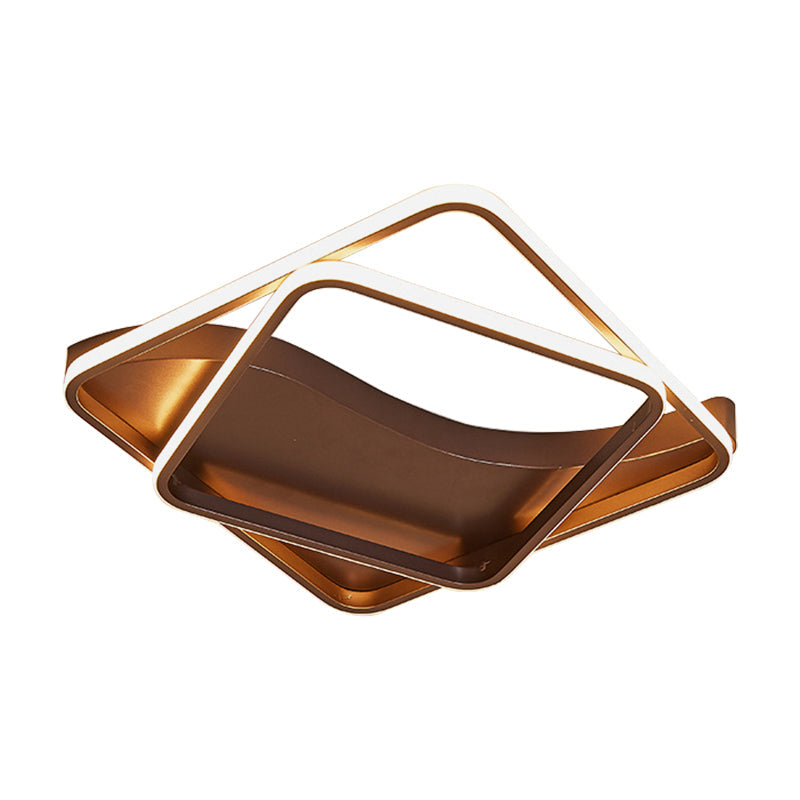 Led Bedroom Ceiling Lamp With Acrylic Shade: Warm/White Light White/Brown Design