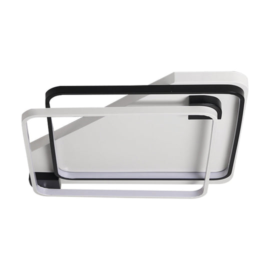 Modern Led Black/White Acrylic Rectangular Ceiling Light - 18’/22’/27.5’ Wide Warm/White Flushmount