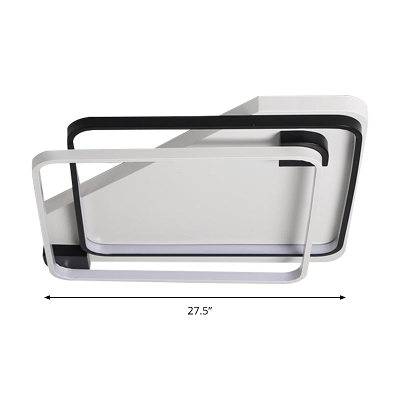Modern Led Black/White Acrylic Rectangular Ceiling Light - 18’/22’/27.5’ Wide Warm/White Flushmount
