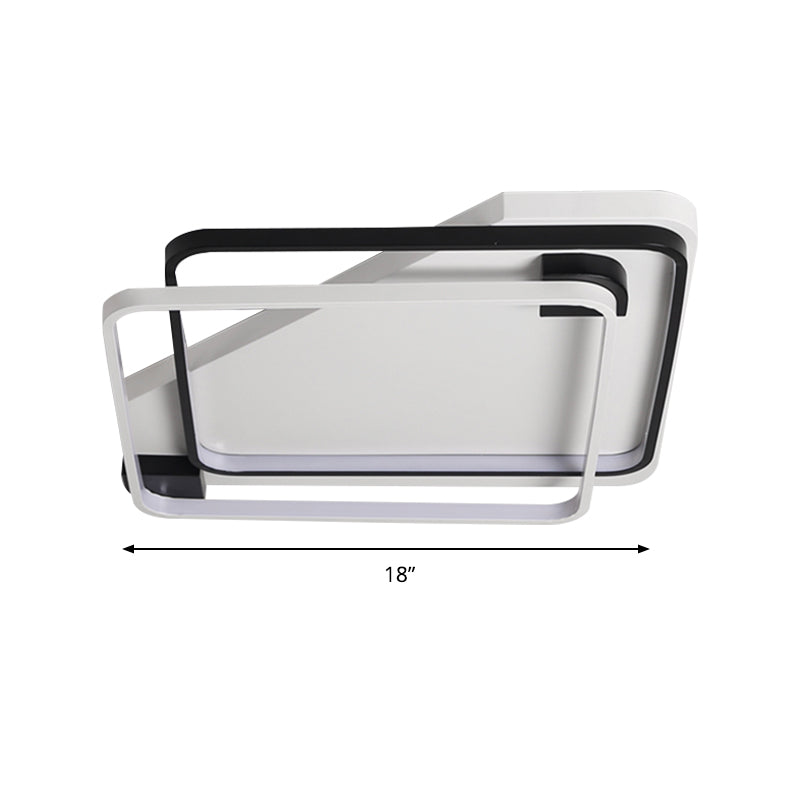 Modern Led Black/White Acrylic Rectangular Ceiling Light - 18’/22’/27.5’ Wide Warm/White Flushmount