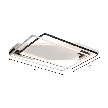 Modern Led Black/White Acrylic Rectangular Ceiling Light - 18/22/27.5 Wide Warm/White Flushmount
