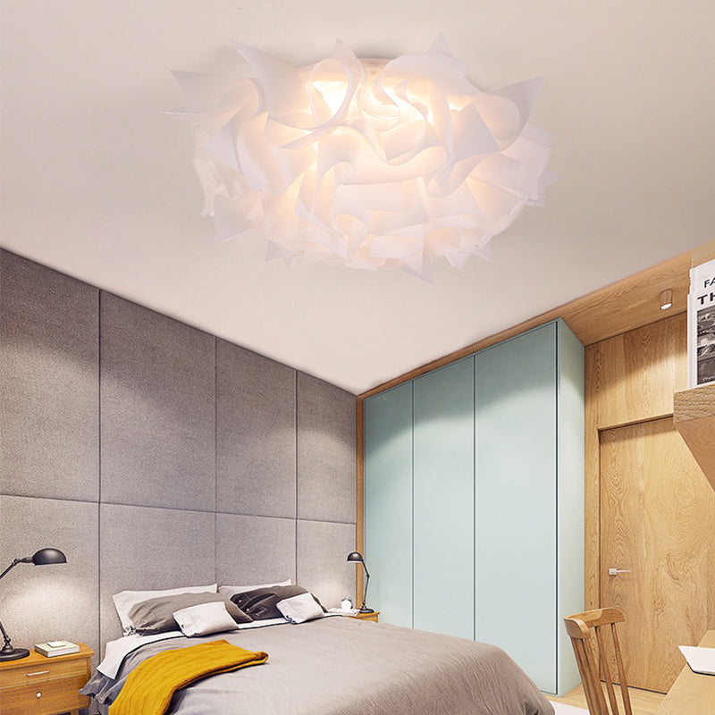 Nordic Flush Mount Led Light With Twist Acrylic Shade For Bedroom In White/Brown - 3 Gear Ceiling