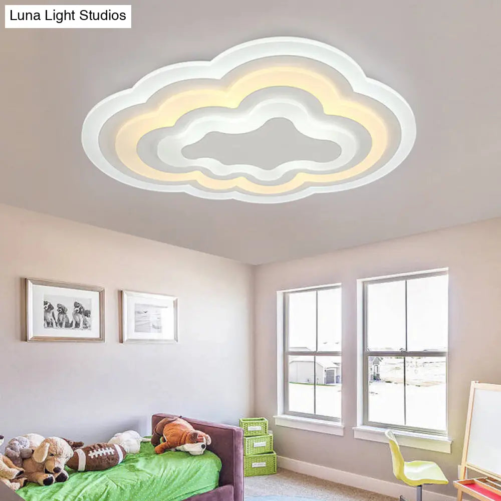 15/18/23.5 W Acrylic Cloud Flush Mount Led Light Fixture In Warm/White - Minimalist Indoor Lighting