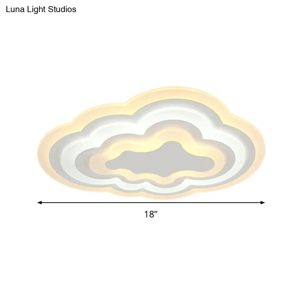 15’/18’/23.5’ W Acrylic Cloud Flush Mount Led Light Fixture In Warm/White - Minimalist Indoor