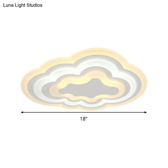15/18/23.5 W Acrylic Cloud Flush Mount Led Light Fixture In Warm/White - Minimalist Indoor Lighting