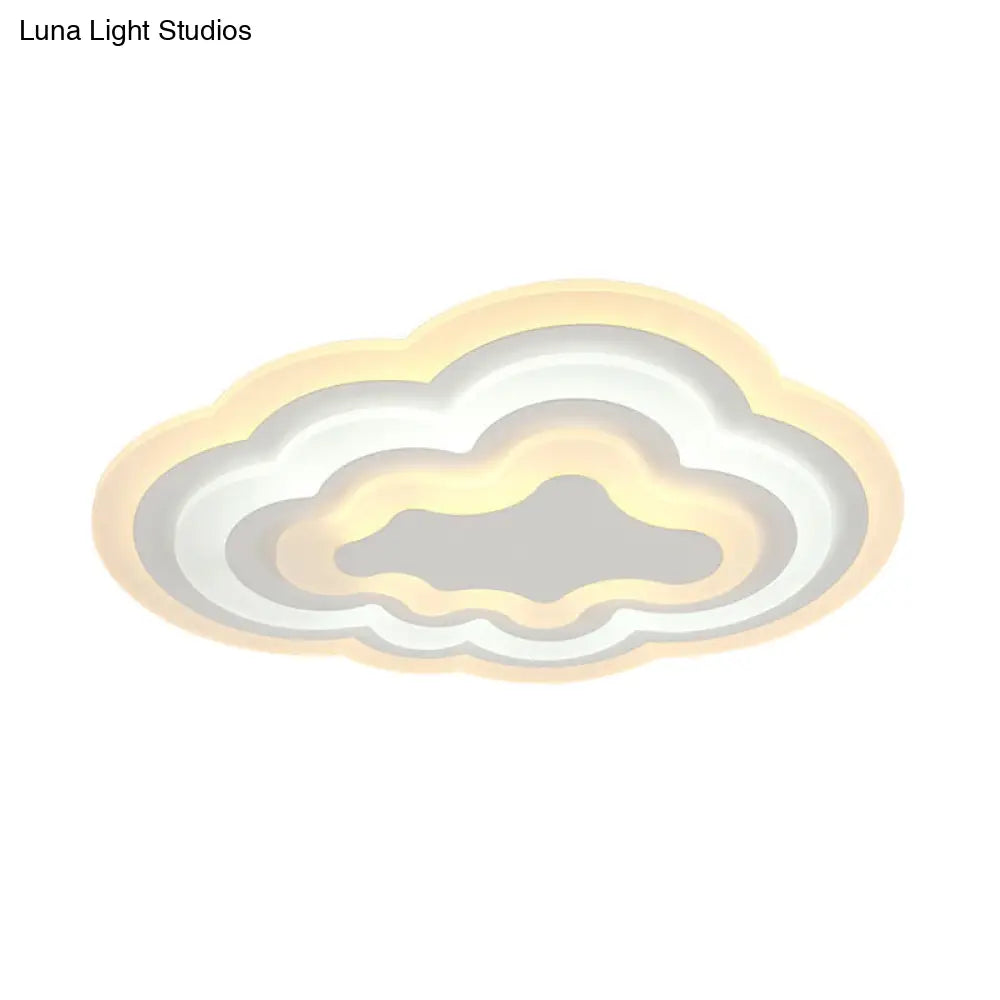 15’/18’/23.5’ W Acrylic Cloud Flush Mount Led Light Fixture In Warm/White - Minimalist Indoor