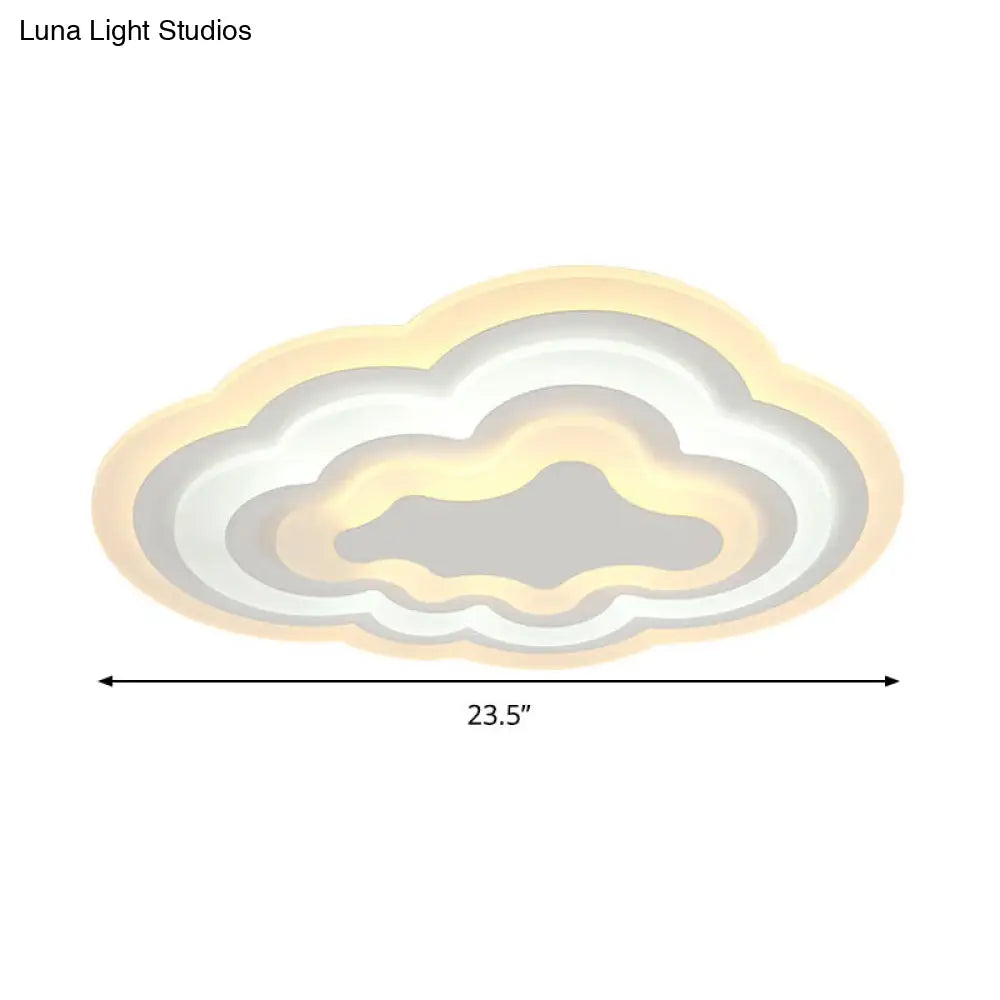 15/18/23.5 W Acrylic Cloud Flush Mount Led Light Fixture In Warm/White - Minimalist Indoor Lighting