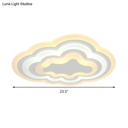 15/18/23.5 W Acrylic Cloud Flush Mount Led Light Fixture In Warm/White - Minimalist Indoor Lighting