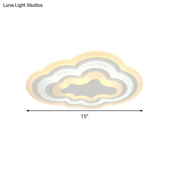 15/18/23.5 W Acrylic Cloud Flush Mount Led Light Fixture In Warm/White - Minimalist Indoor Lighting