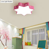 15/19/23 Macaron Star Ceiling Mounted Led Flush Light In Pink/Blue For Kids Bedroom - Warm/White/2