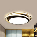 15’/19’ W Led Flush Ring Light - Simple Style Metal Ceiling Lighting In Black/White