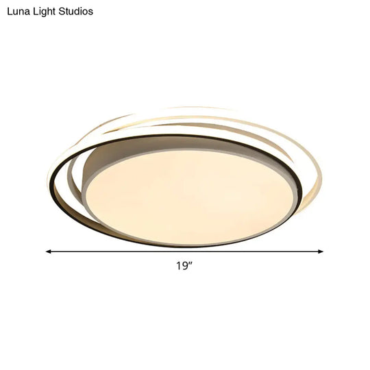 15/19 W Led Flush Ring Light - Simple Style Metal Ceiling Lighting In Black/White Warm/White/3 Color