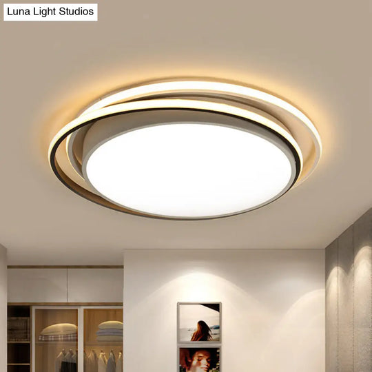 15/19 W Led Flush Ring Light - Simple Style Metal Ceiling Lighting In Black/White Warm/White/3 Color