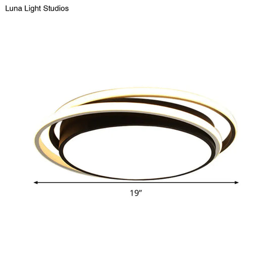 15/19 W Led Flush Ring Light - Simple Style Metal Ceiling Lighting In Black/White Warm/White/3 Color