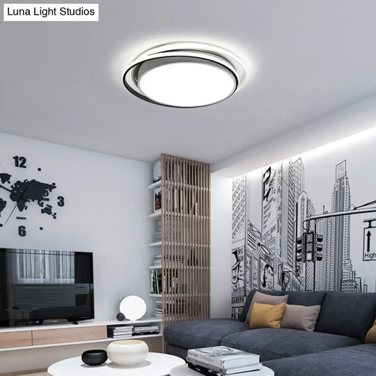 15/19 W Led Flush Ring Light - Simple Style Metal Ceiling Lighting In Black/White Warm/White/3 Color