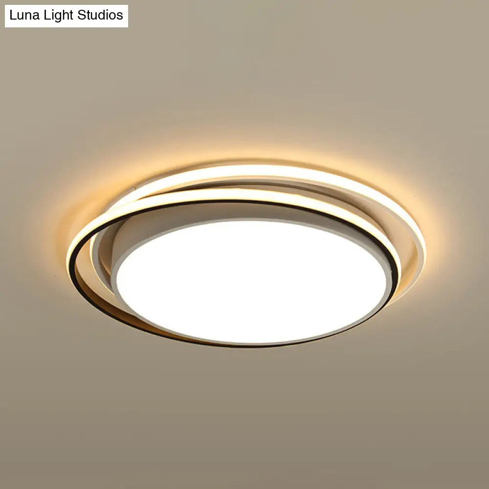 15/19 W Led Flush Ring Light - Simple Style Metal Ceiling Lighting In Black/White Warm/White/3 Color