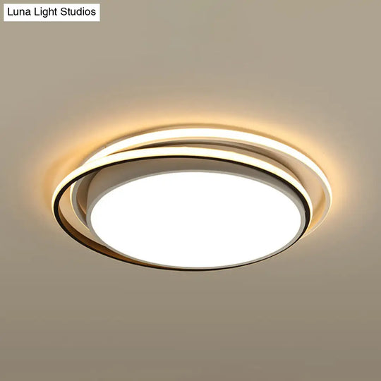 15/19 W Led Flush Ring Light - Simple Style Metal Ceiling Lighting In Black/White Warm/White/3 Color