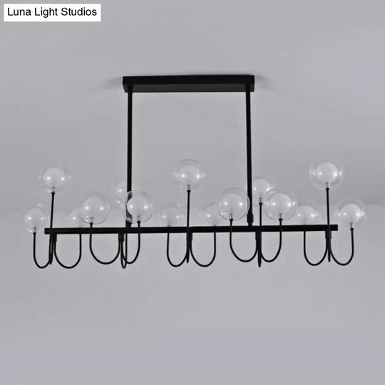 15-Light Black Ceiling Light: Modern Clear Glass Globe Pendant With Adjustable Hanging Cord