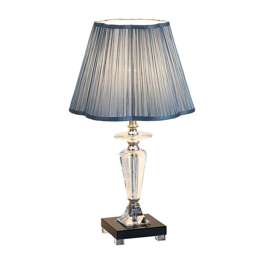 Isabelle - Blue Traditional Table Lamp With Floral Trim Shade & Crystal Urn Base